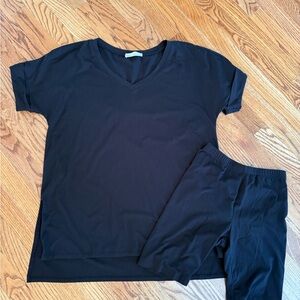 Zenana Black Set V-Neck Relaxed Fit